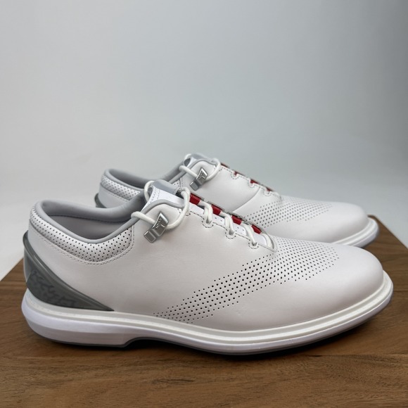 New Mens Nike Air Jordan ADG 4 White Pure Platinum Leather Golf Sneakers Sz 8.5 - Picture 1 of 8